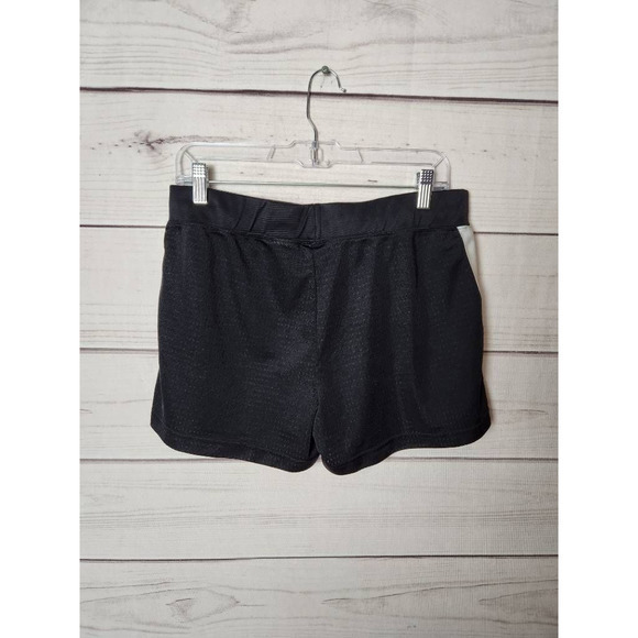 Nike Womens Activewear Shorts Black White Stripe Elastic Waist Pull On‎ Logo L - Picture 2 of 5